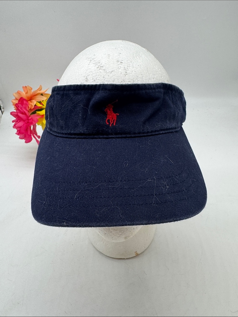 Ralph Lauren Navy Visor with Red Pony Embroidery
